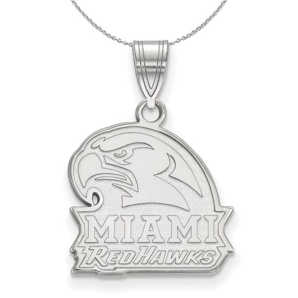 Sterling Silver Miami U Medium Pendant Necklace - 16 Inch - Picture 1 of 7